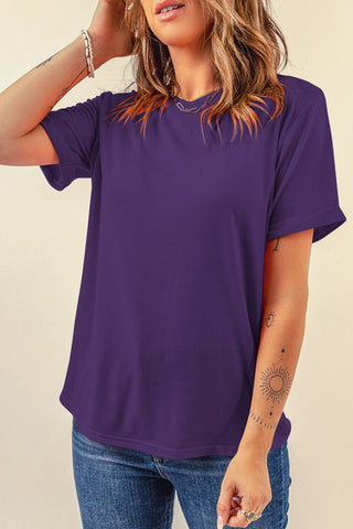Casual Plain Crew Neck Tee