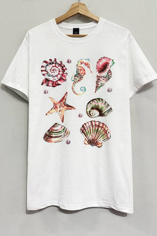 Dainty Shiny Seashells White T-Shirt