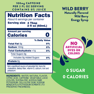 Sugar Free Wild Berry Energy Syrup - 375ml