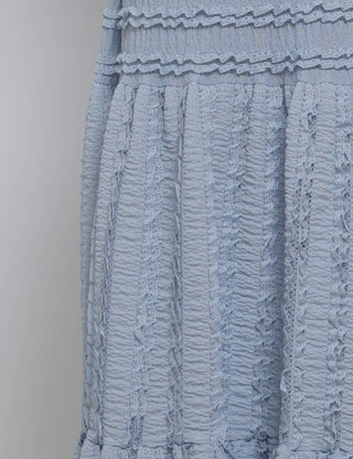 Ladies Romantic Wrinkle Ruffle Cami Top & Tiered Maxi Skirt Set