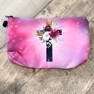 Floral Cross Zipper Pouch
