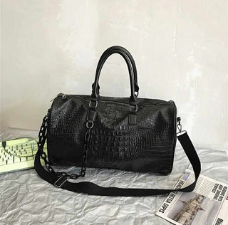 Black Crocodile Duffle Tote