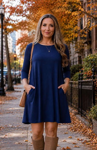 The Alyssa - Swing Dress with 3/4 Sleeves