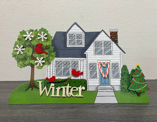 "Winter" w/ Birds Magnets S/2, Winter Decor