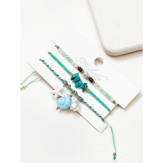 Turquoise Seashell and starfish Beach Theme Bracelets