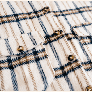 Cream & Navy Plaid Flannel - Adult