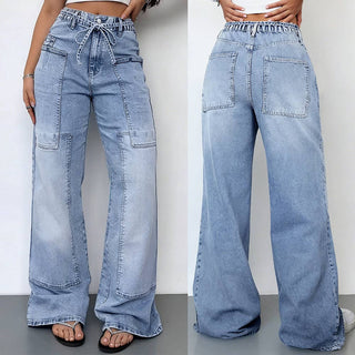 Vintage High Waist Wide Leg Washed Denim Jeans
