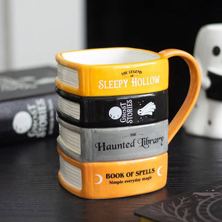 The Haunted Library Book Stack Halloween Mug