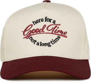2-Tone Embroidered Cap - Good Time Not a Long Time -Burgundy