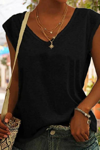 SOLID COLOR V-NECK LOOSE SLEEVELESS T-SHIRT