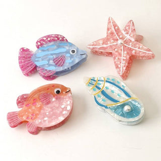 Seaside Nautical Fish Starfish Conch Hair Clips