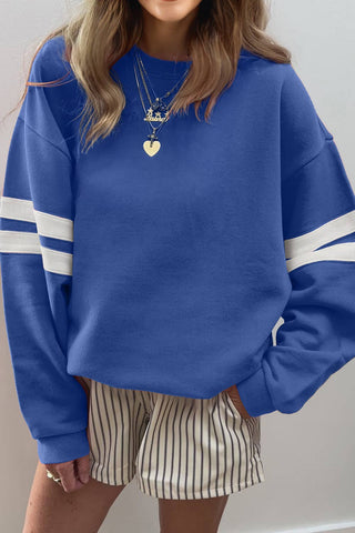 Varsity Striped Detail Drop Shoulder Sweatshirt