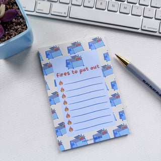 Funny Dumpster Fire Notepad - Fires to Put Out - Stationery