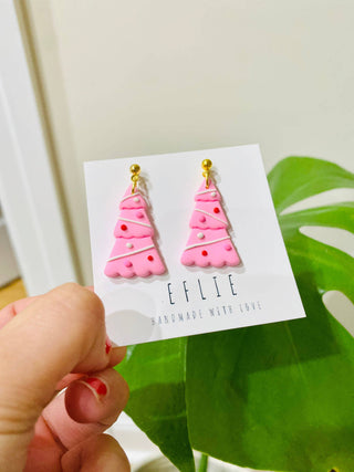 Handmade Christmas Tree Dangle Earrings Holiday Gift