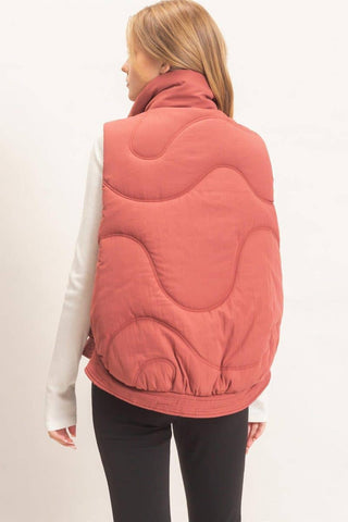 Quilted Funnel Neck Puffer Vest