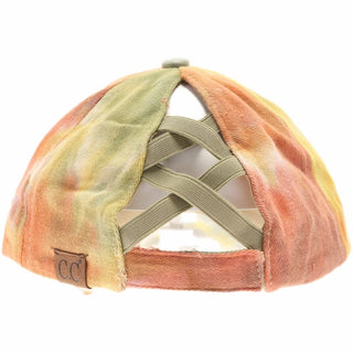 Tie Dye Criss-Cross High Ponytail CC Ball Cap BT791
