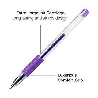 Gel Pens - Comfort Grip - 12 Glitter Colors
