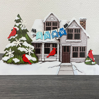 Snowflake Magnets S/4 White Glitter, Winter Decor