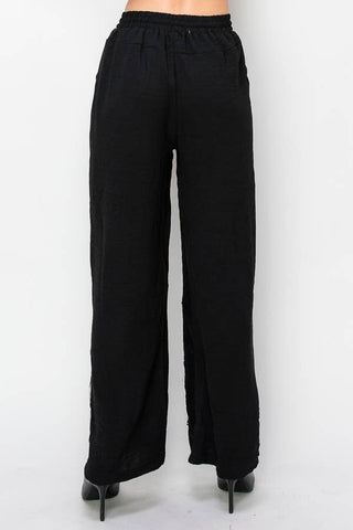 Relaxed Lace Patchwork Pants With Elastic Drawstring