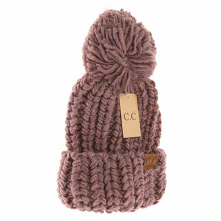 Chunky Knit Yarn Pom C.C Beanie