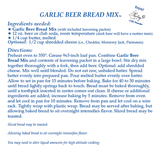 Garlic Beer Bread Mix