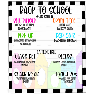 Back to School Menu - Loaded Teas CAFFEINE FREE