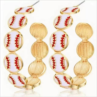Gameday Football Baseball Hoop Earrings