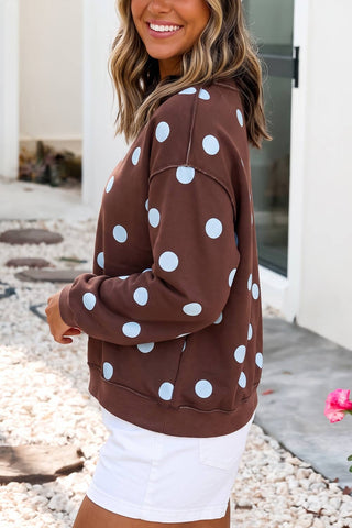 Good Day Polka Dot Reversible Mockneck Pullover Sweatshirt
