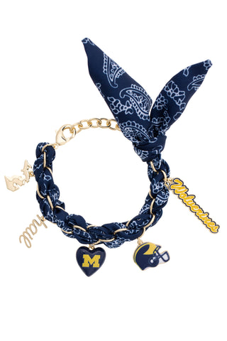 Michigan Wolverines Bandana Charm Bracelet
