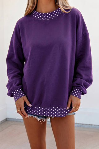 Polka Dot Mock Neck Sweatshirt