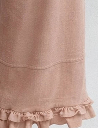Elastic Waist Drawstring Ruffle Hem Wide Leg Pants