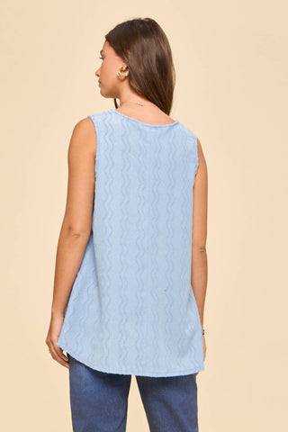 Textured Sleeveless Tank Blouse