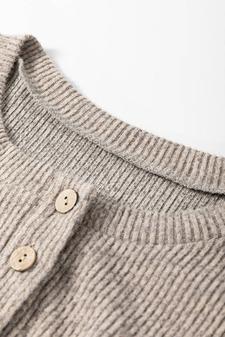 Ribbed Contrast Panel Loose Fit Long Sleeve Top