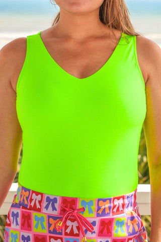 Haven V-Neck Bodysuit- Lime