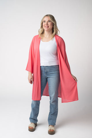 Ellie Cover-Up Kimono - Sunkissed Coral