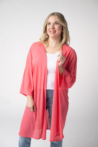 Ellie Cover-Up Kimono - Sunkissed Coral