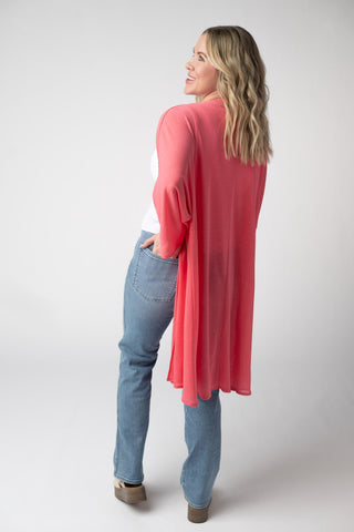 Ellie Cover-Up Kimono - Sunkissed Coral