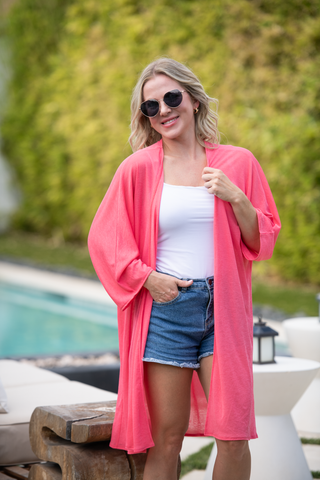 Ellie Cover-Up Kimono - Sunkissed Coral