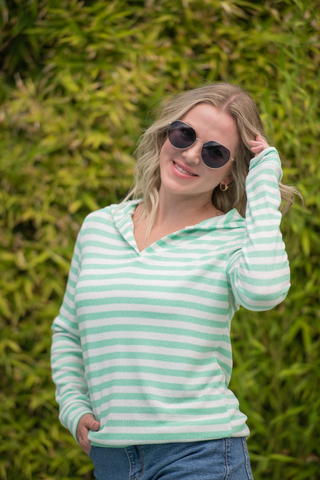 Amelia Striped Hoodie - Green