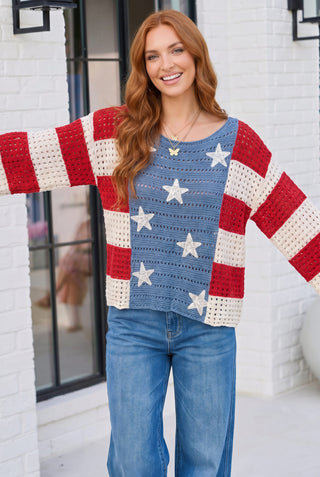 Stars and Stripes Crochet Sweater