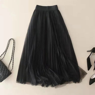 Pleated Black Tulle Skirt