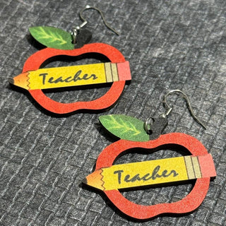 Wood Teacher Earring Dangles