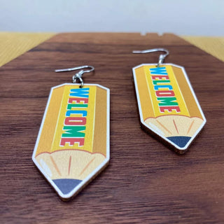 Wood Teacher Earring Dangles