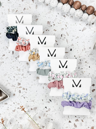 MM Solid Floral Duo Scrunchies