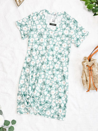 IN STOCK Knot Dress - Green Floral