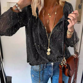 Relaxed Fit Lace Print Blouse