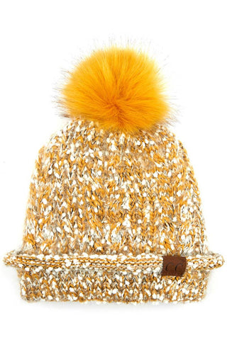 C.C Eyelash Confetti Yarn Knitted Pom Beanie