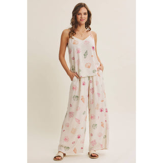 CAREFREE SPIRIT OF SUMMER SEASHELL WIDE-LEG PANTS