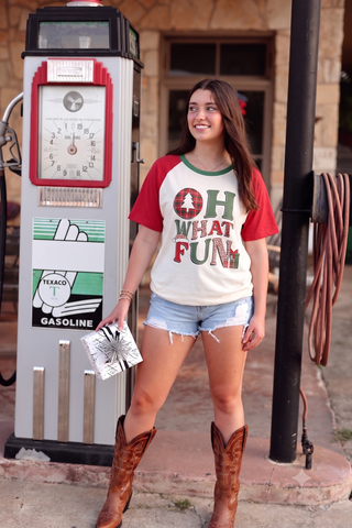 Oh What Fun - Raglan Red / White / Green