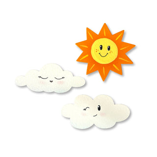Sun & Cloud Magnets S/3, Cute Magnetic Decor